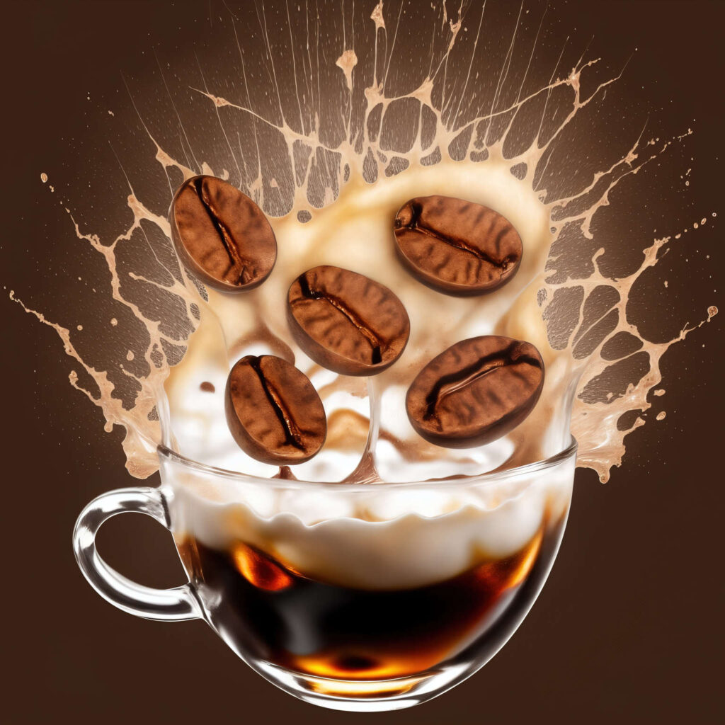 Splashing Coffee Cream Caramel and Coffee Beans (36)